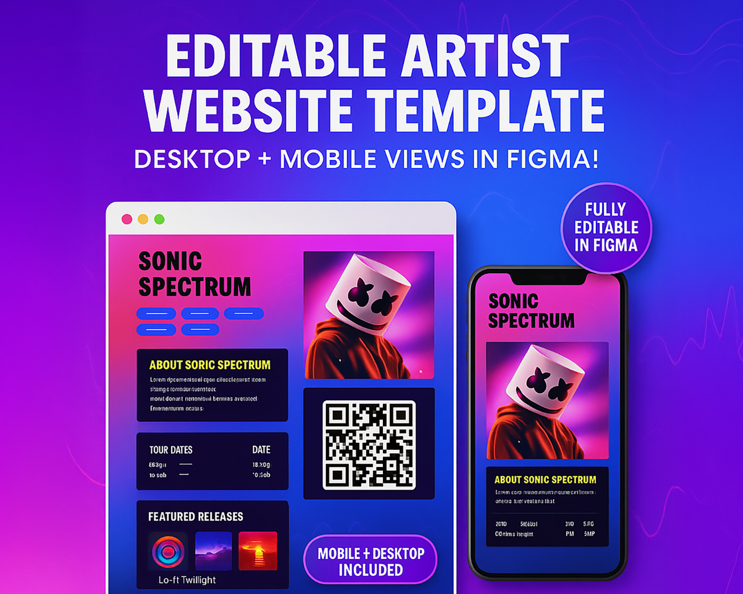 artist web and mobile figma template